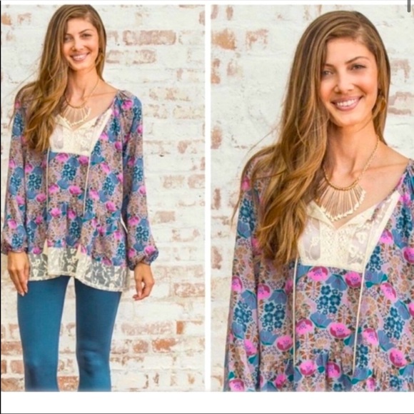 Matilda Jane Tops - EUC Matilda Jane Make Believe Sew Perfect Boho Peasant Top Blouse Size Large